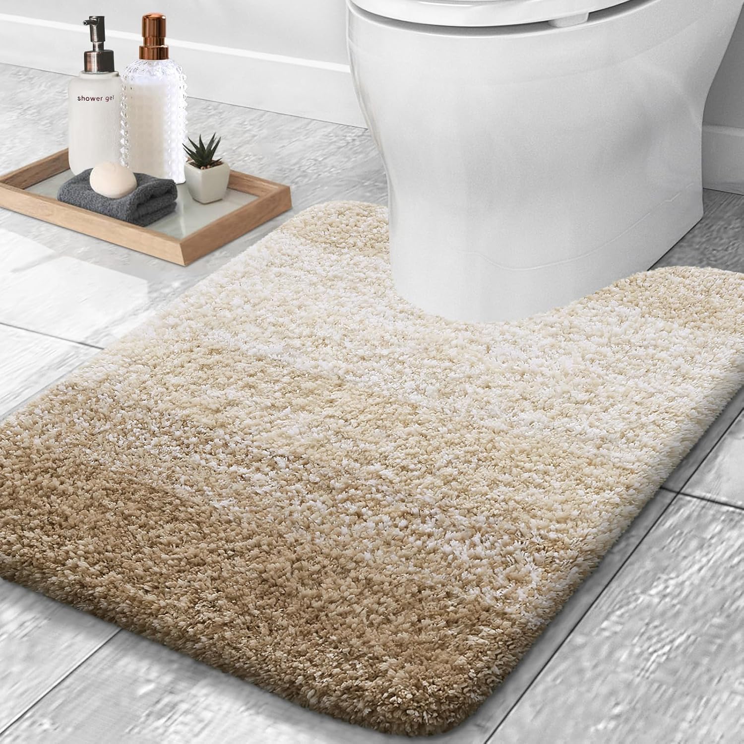 OLANLY Luxury Toilet Rugs U-Shaped Soft Microfiber Bath Mat