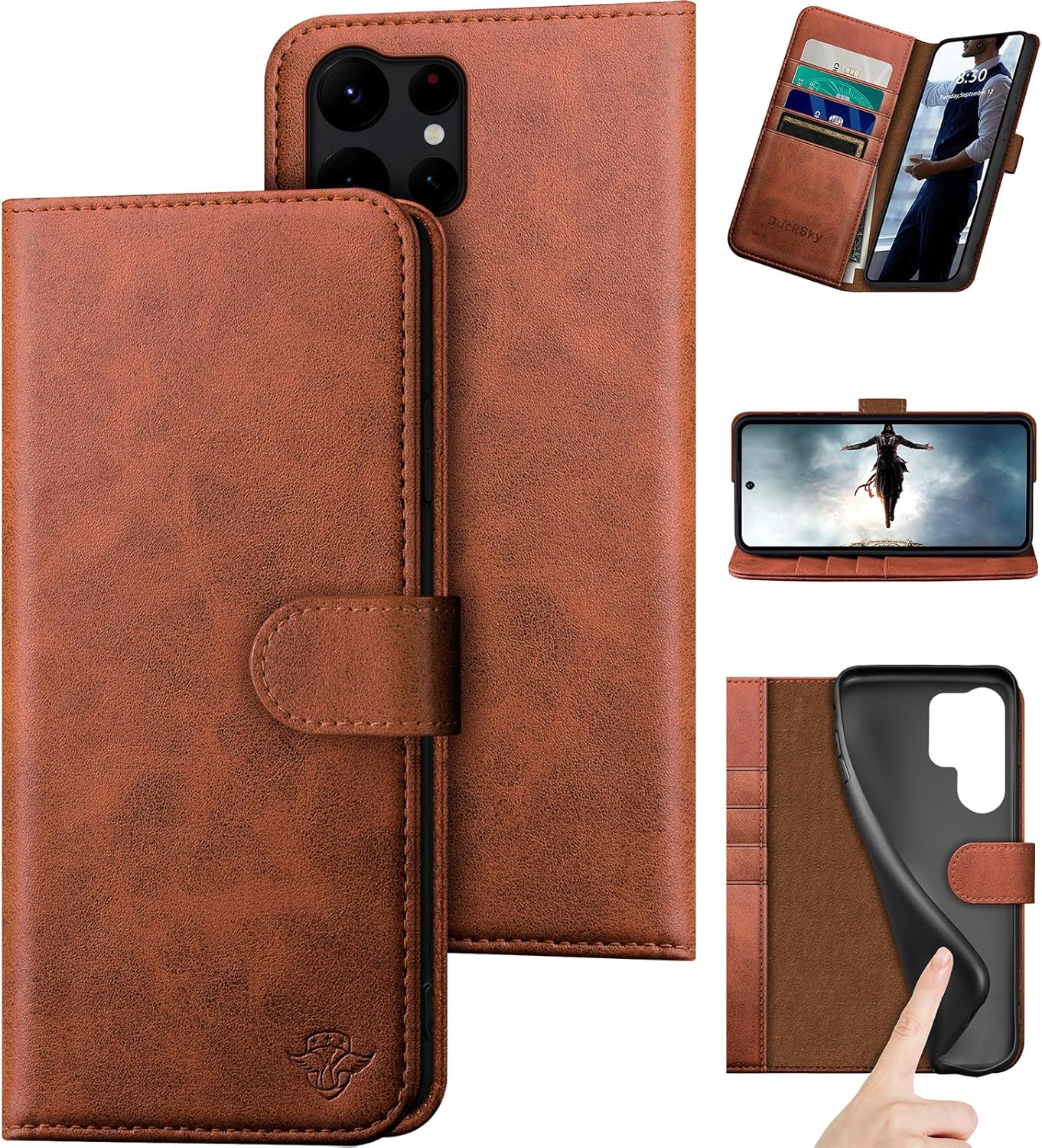Compatible with Samsung Galaxy S25 Ultra Genuine Leather Wallet Case