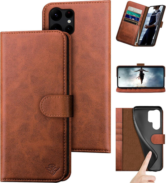 Compatible with Samsung Galaxy S25 Ultra Genuine Leather Wallet Case