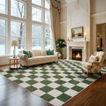 Washable Rug 8x10 Checkered Rug Green and White - Machine Washable
