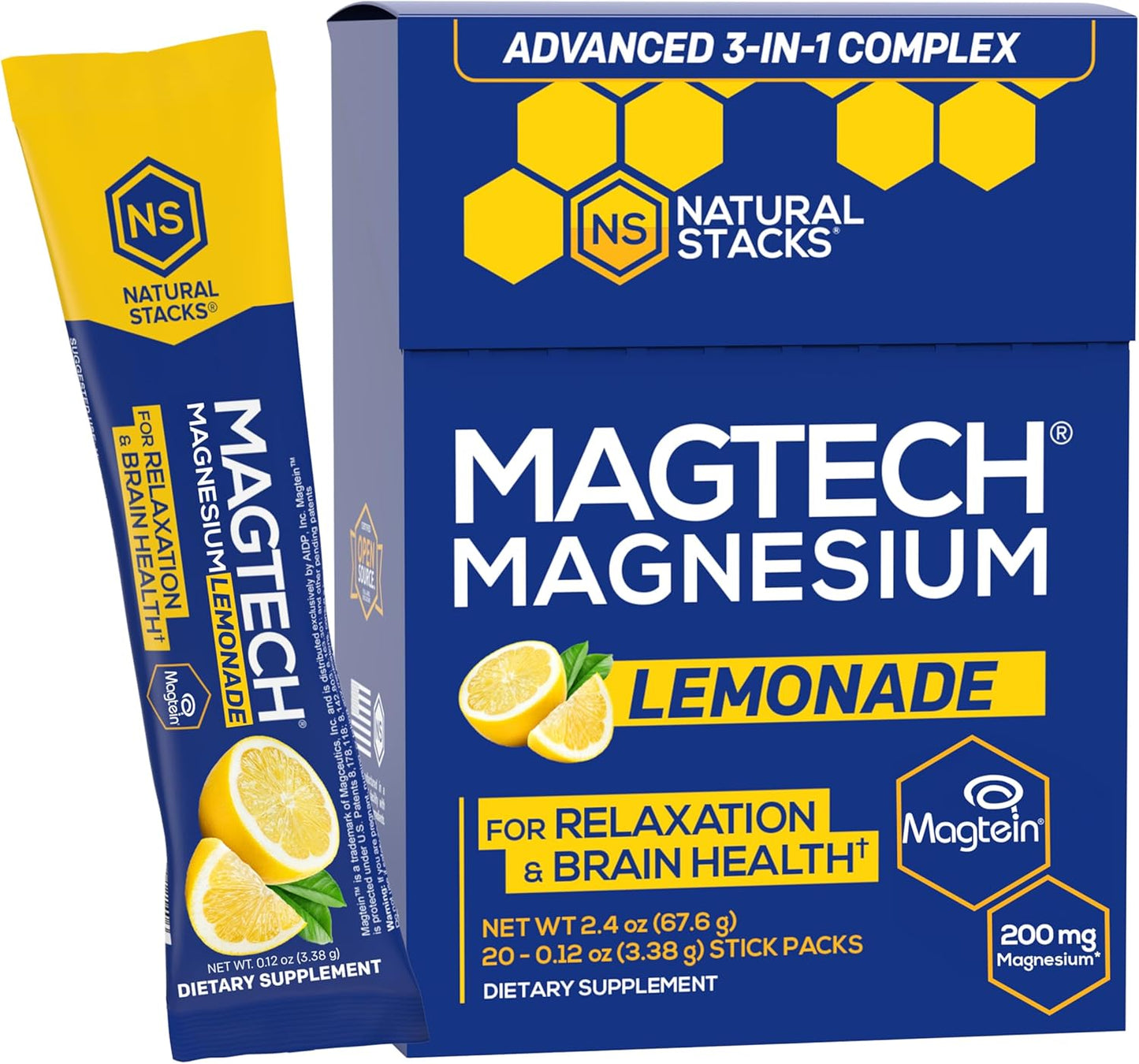 MagTech Magnesium Drink Mix - Sugar Free Lemonade for Relaxation