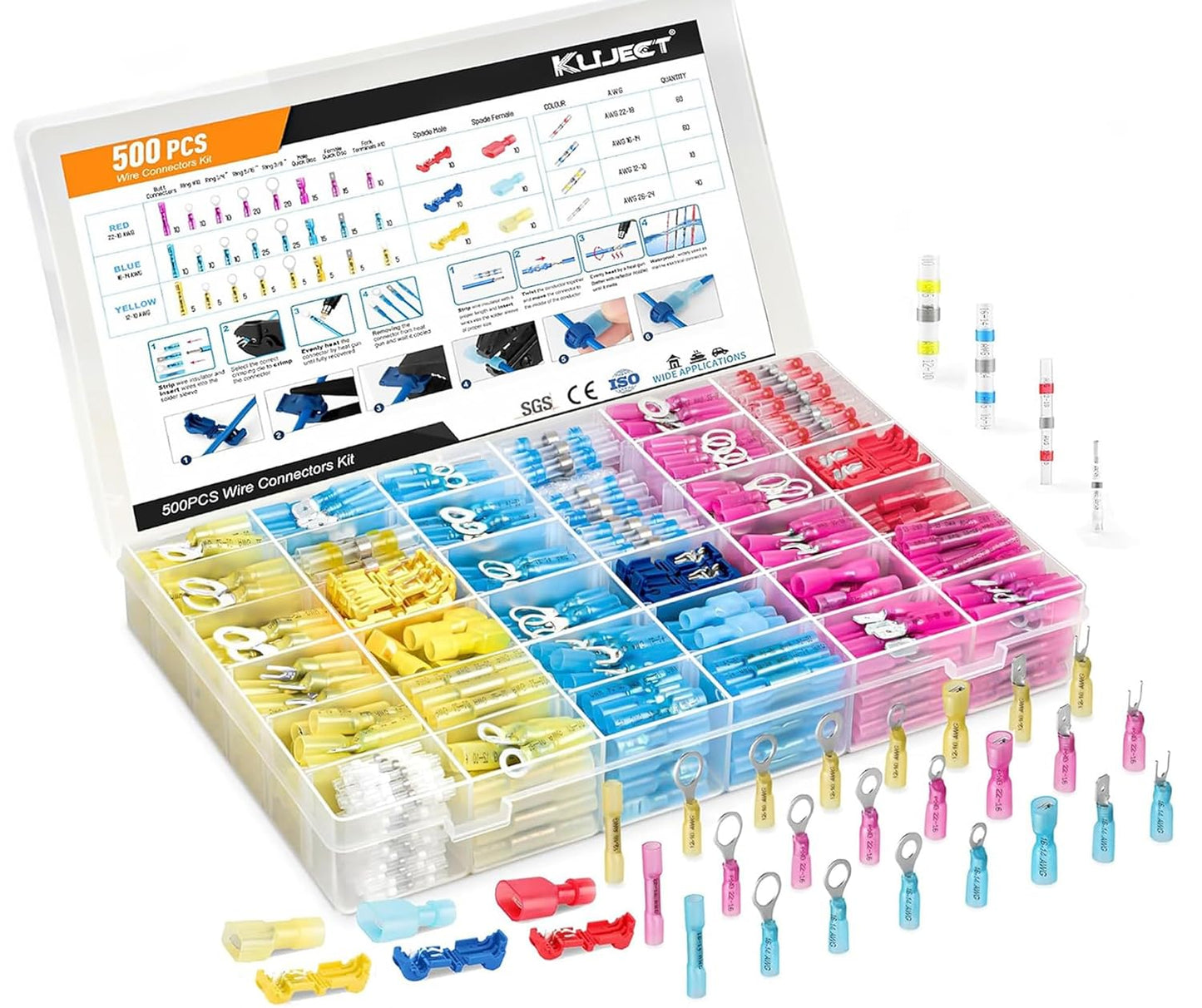 Kuject 500PCS Multipurpose Heat Shrink Wire Connectors Kit