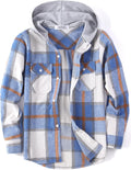 Boys Girls Casual Flannel Plaid Hoodies Button Down Shirt