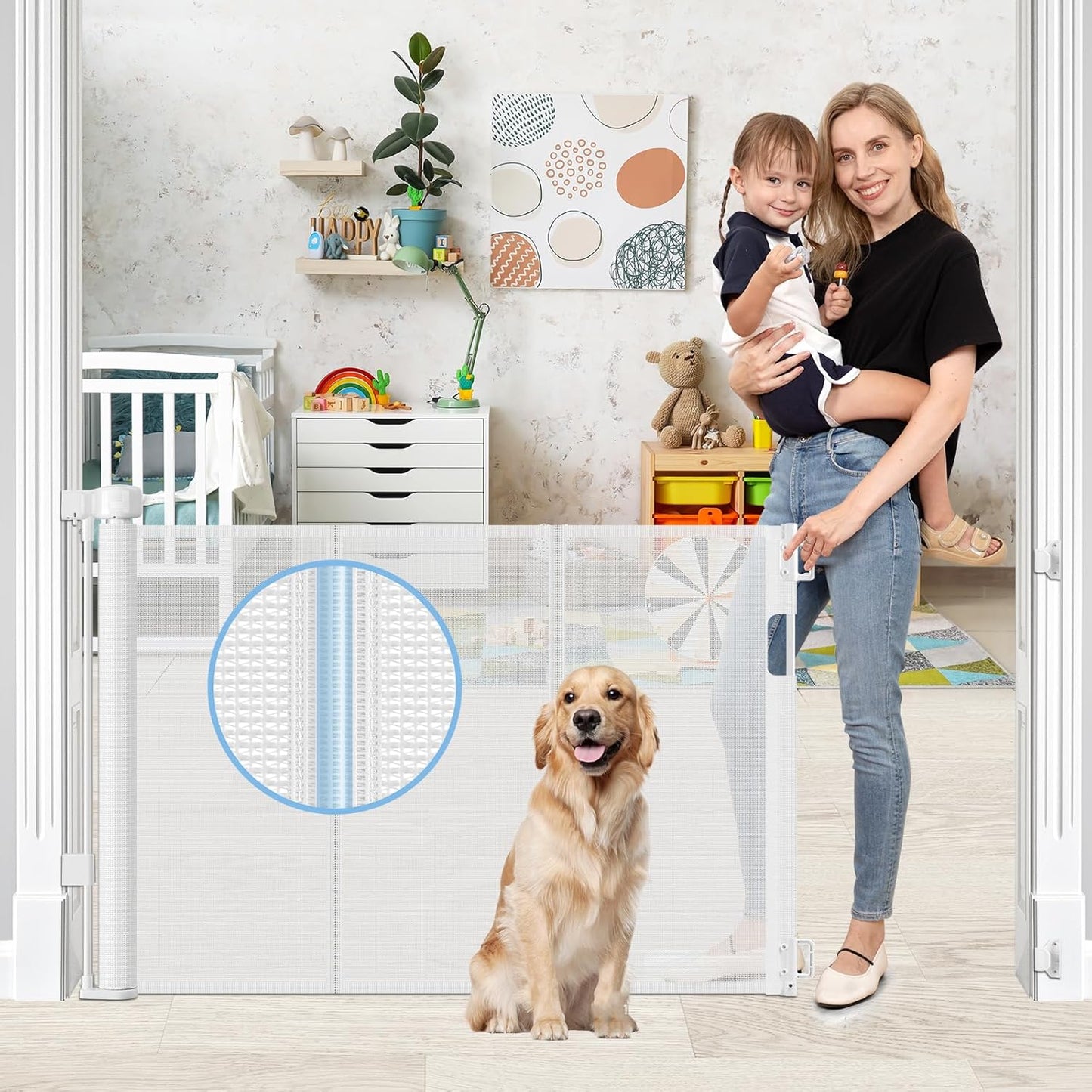 Reinforced Retractable Baby Gates for Kids and Pets Safety