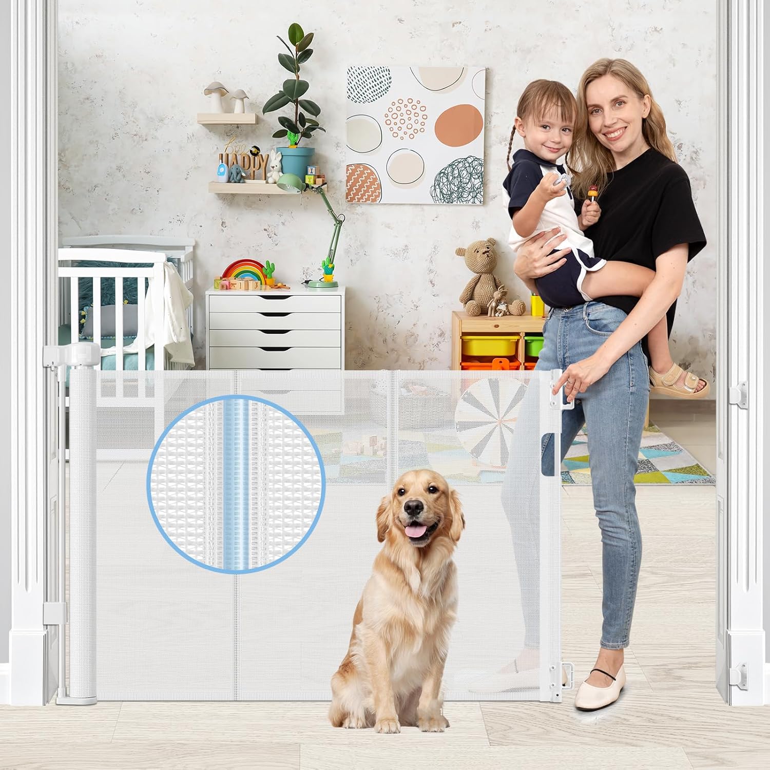Reinforced Retractable Baby Gates for Kids and Pets Safety