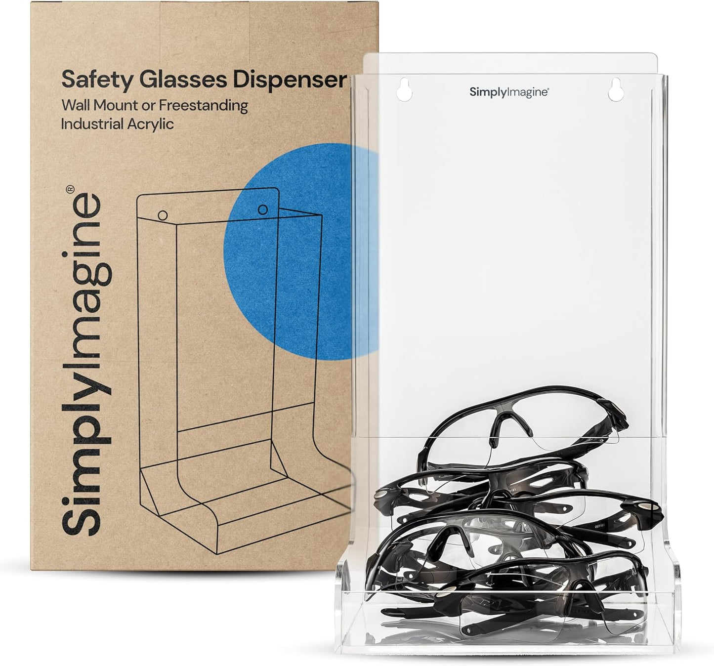 Safety Glasses Holder Wall Mount Dispenser Bin for Easy Access