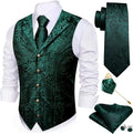 Men's Silk Paisley Vest and Tie Set 7PCS - Formal Wedding Ensemble