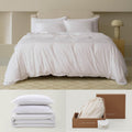 Double Stitch Cotton Tencel Duvet Cover King Size Bright White