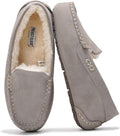 100% Genuine Leather Slippers for Women - Fur Lined Memory Foam