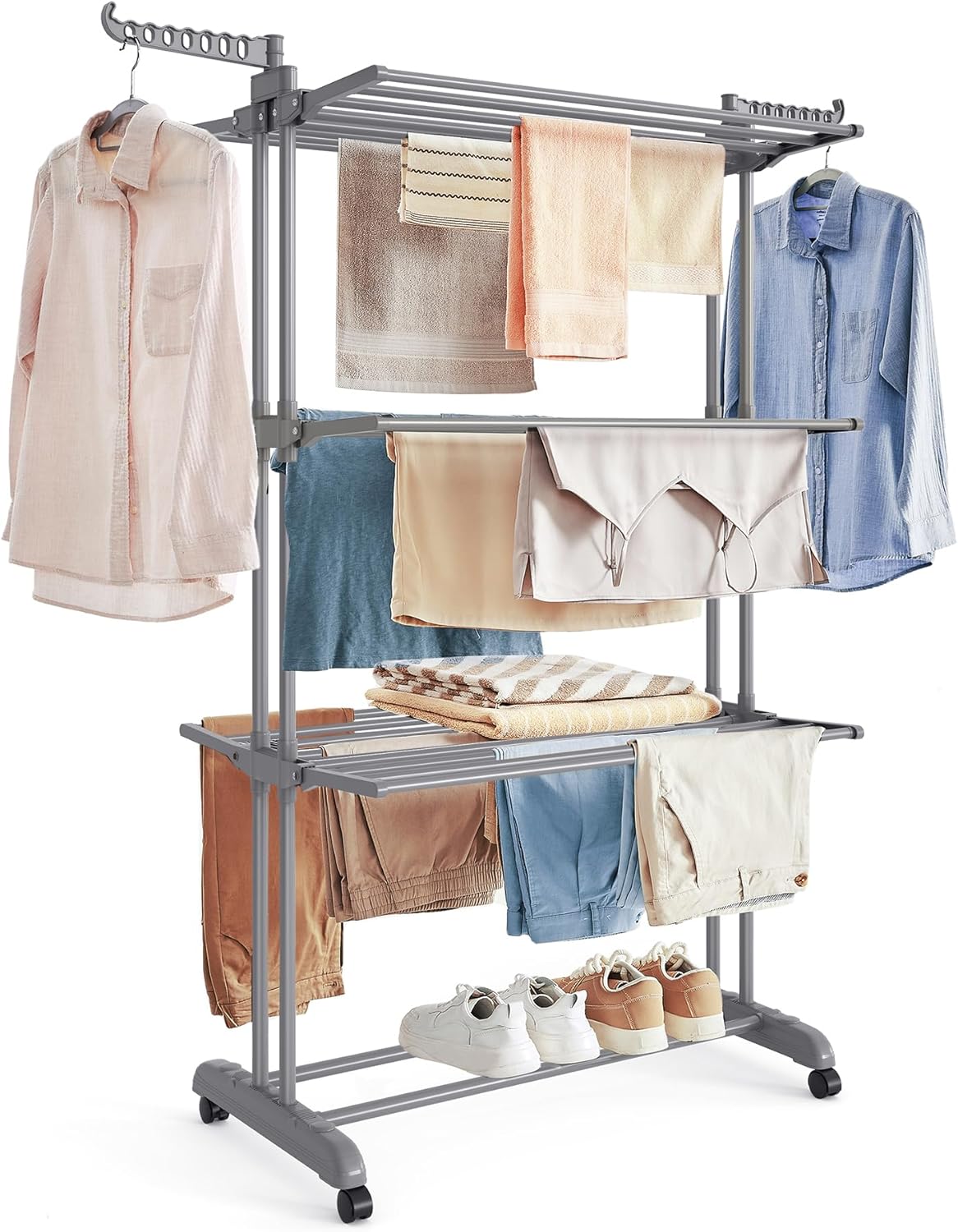 SONGMICS 4-Tier Clothes Drying Rack Stand for Indoor Outdoor Use