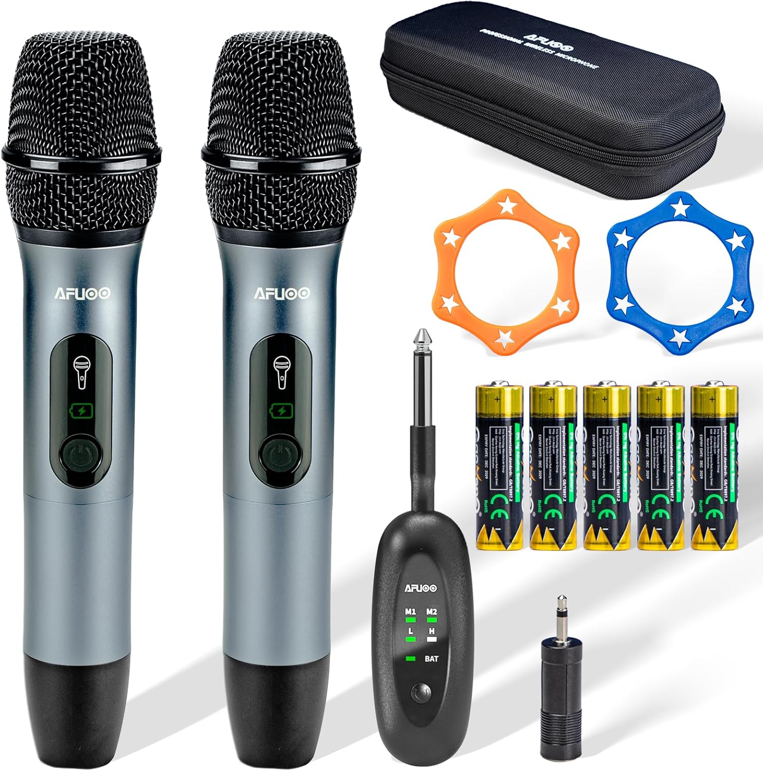 AFUOO Dual Wireless Mic Set - Crystal Clear Sound, 200ft Range