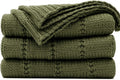 RECYCO Cable Knit Moss Green Throw Blanket 50x60 - Super Soft Cozy