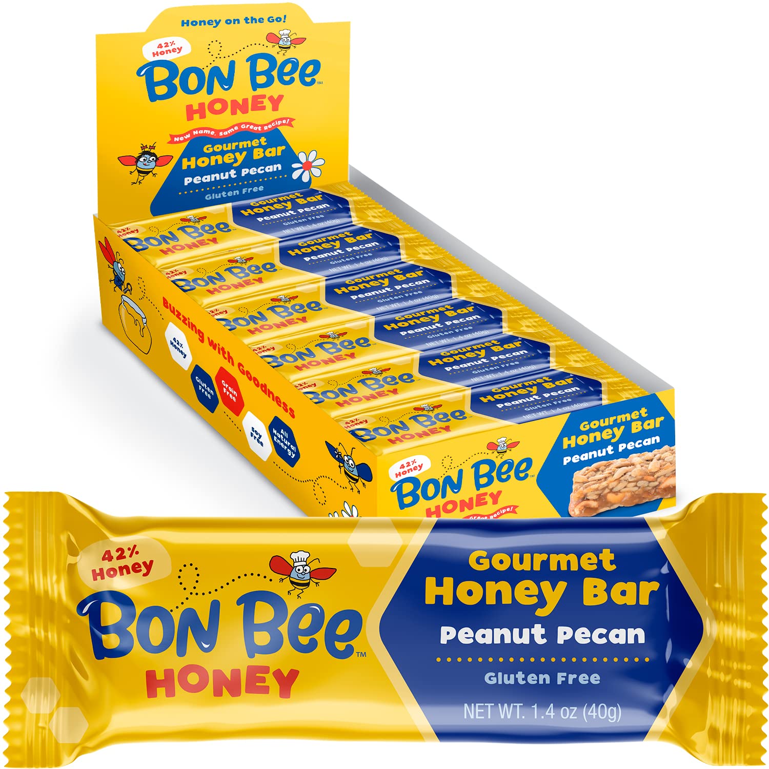 BON BEE Honey Bunchies All Natural Honey Bars for Energy