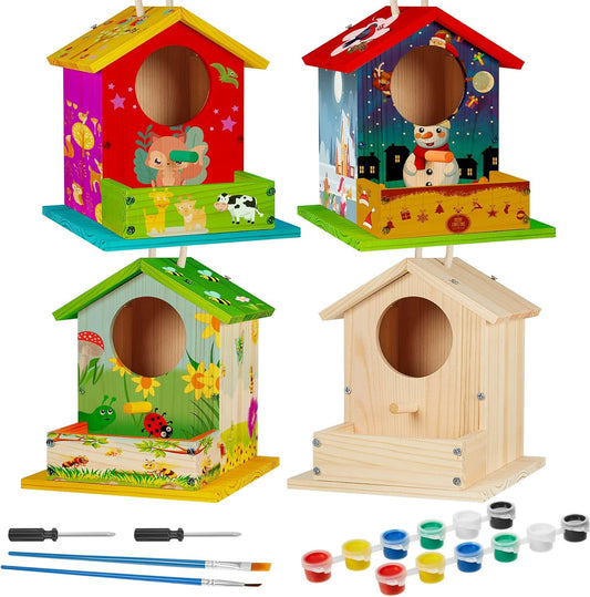 DIY Birdhouse Kit with Paint for Creative Family Fun Activities