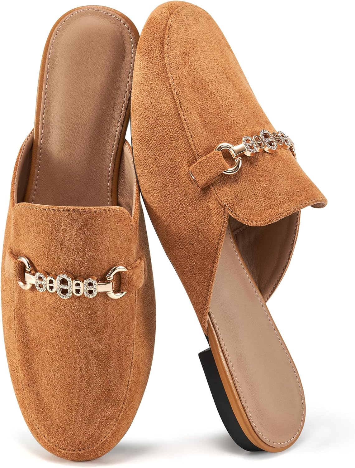 Womens Mules Buckle Flats: Stylish Suede Slip On Shoes 2025