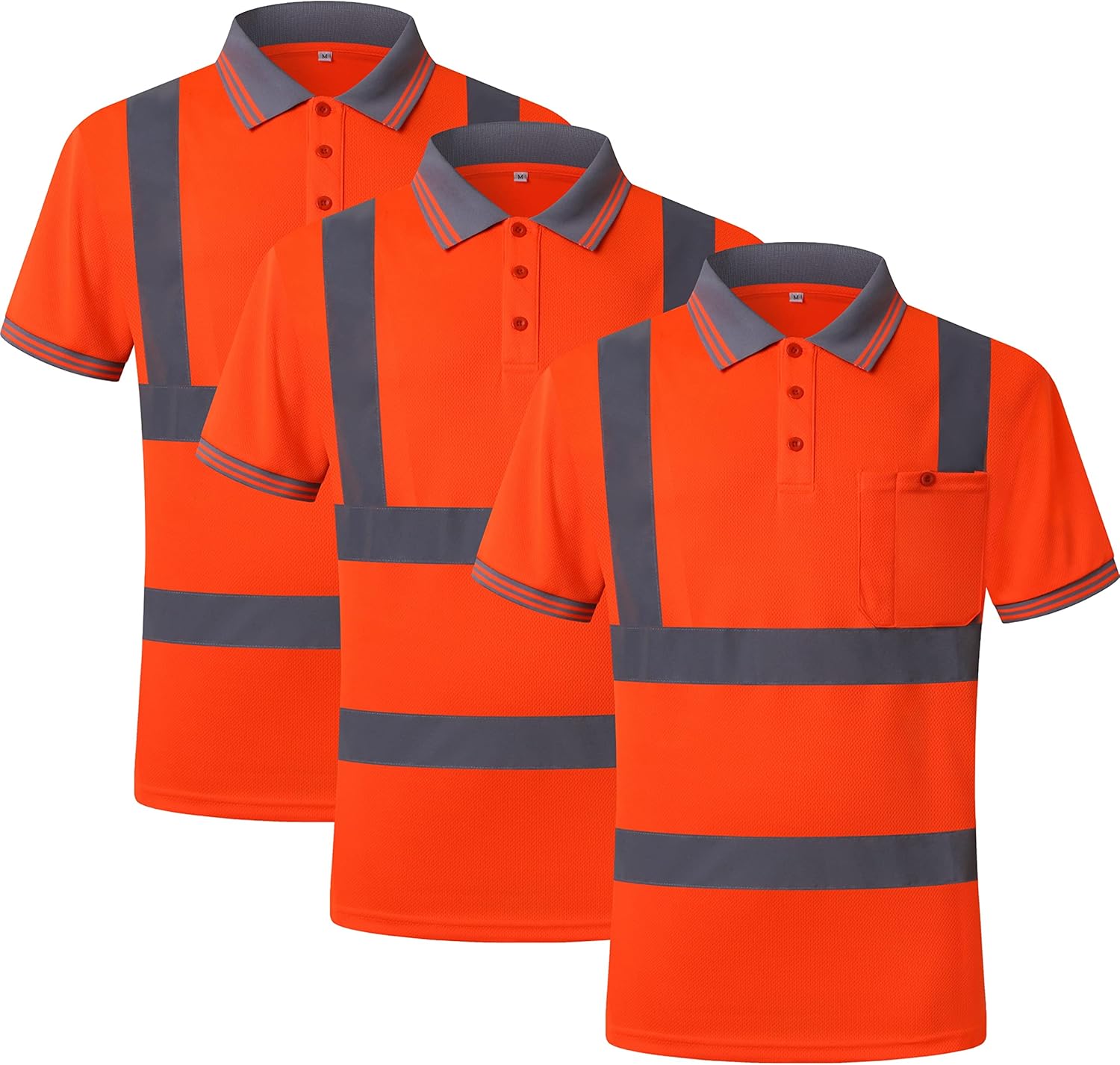 Hi-Vis Safety Polo Shirts for Men and Women - 3 Pack Set