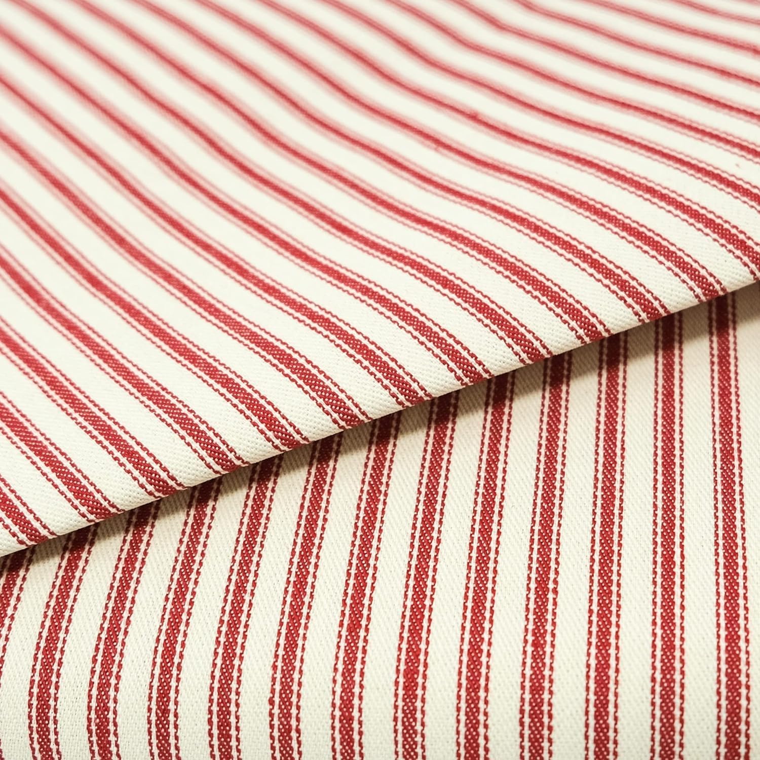 Roc-lon 100% Cotton Woven Ticking Striped Red Fabric 5 Yards