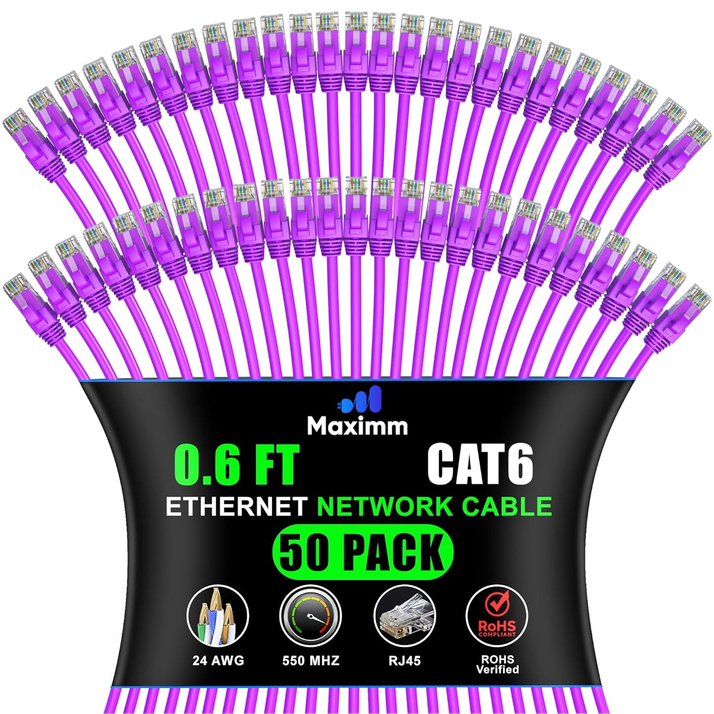 Maximm Cat 6 Ethernet Cable - High-Speed 10Gbps Network Cord