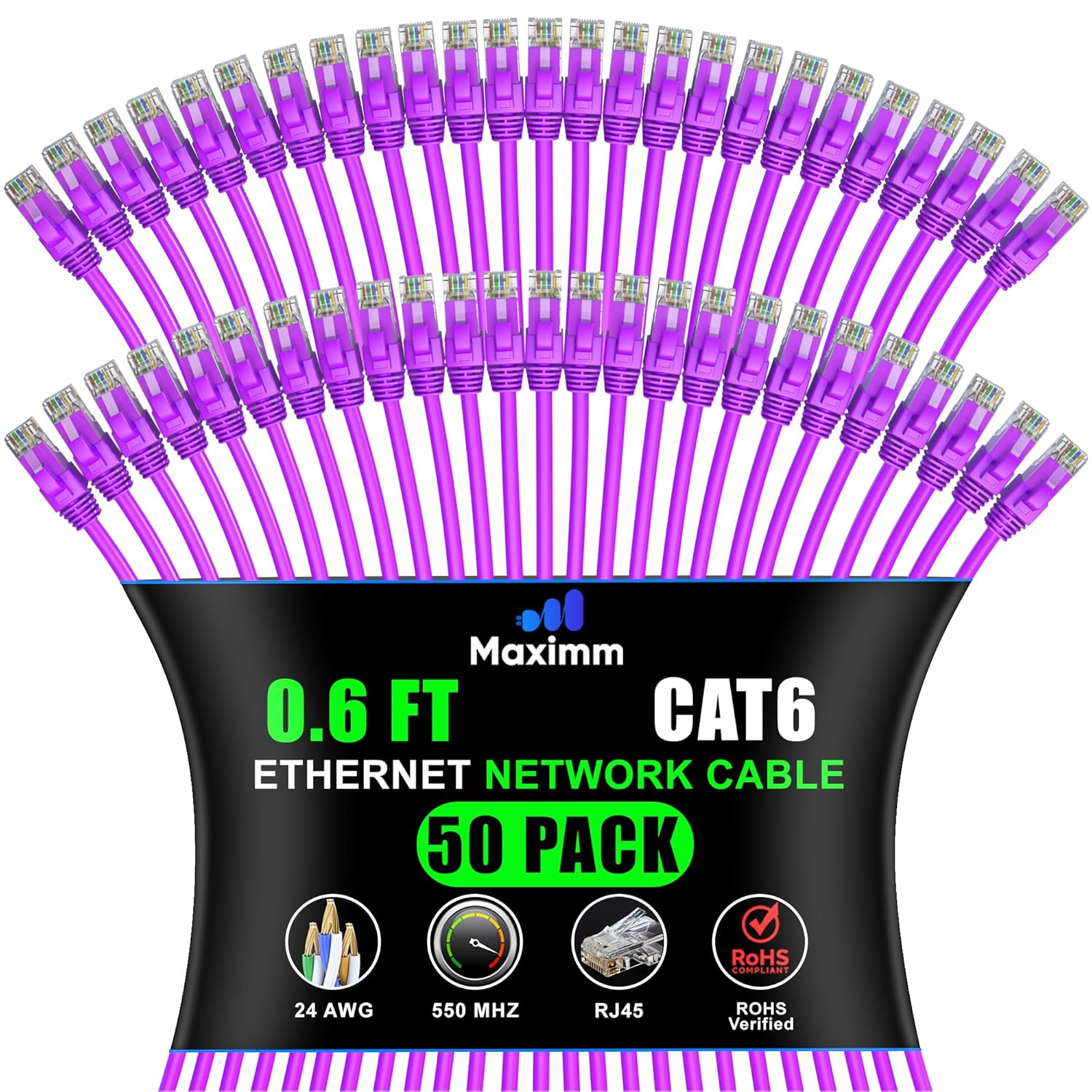 Maximm Cat 6 Ethernet Cable - High-Speed 10Gbps Network Cord