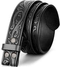 Western Leather Belt Strap for Men Women - Interchangeable Snap-on
