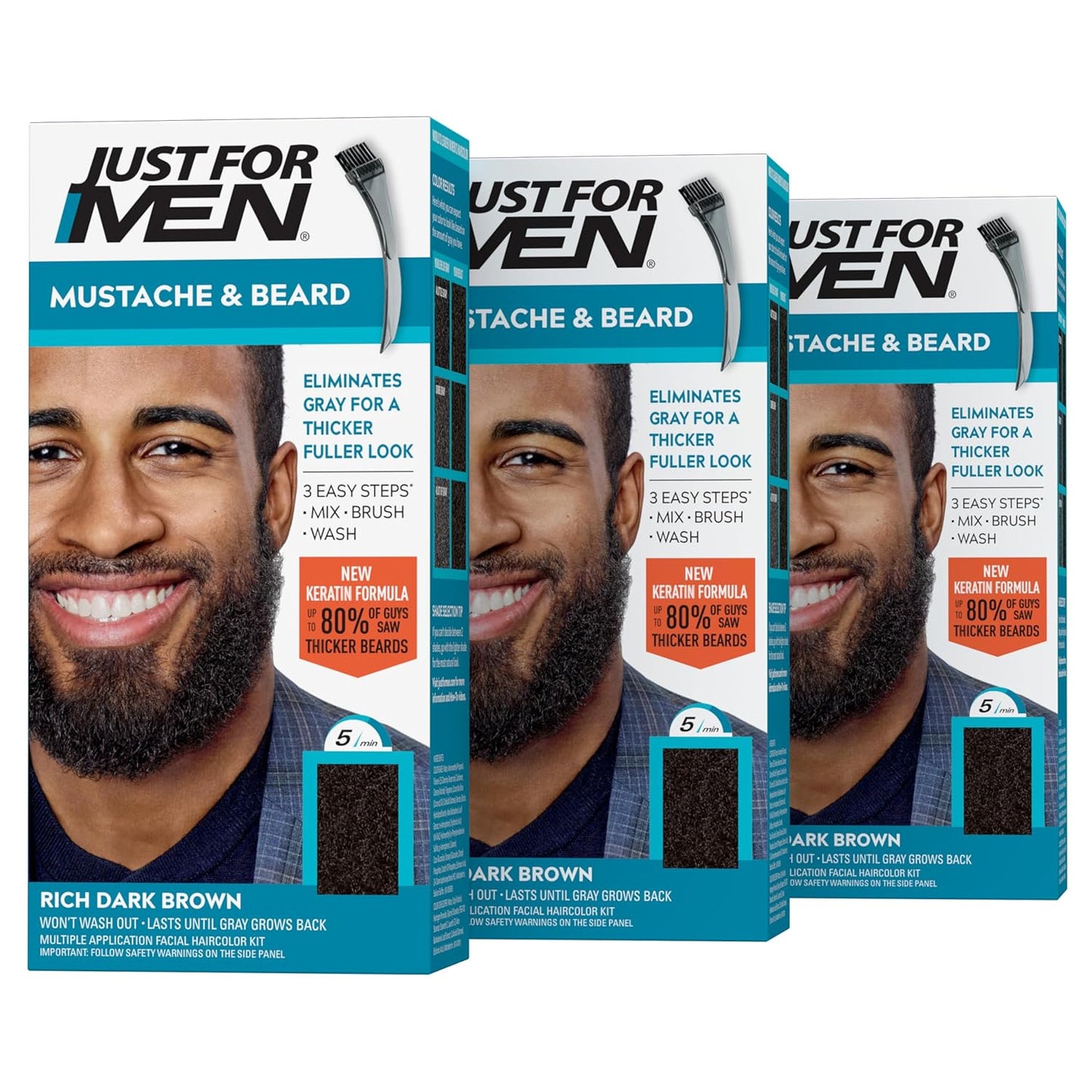 Just For Men Mustache & Beard Dye for Rich Dark Brown Facial Hair
