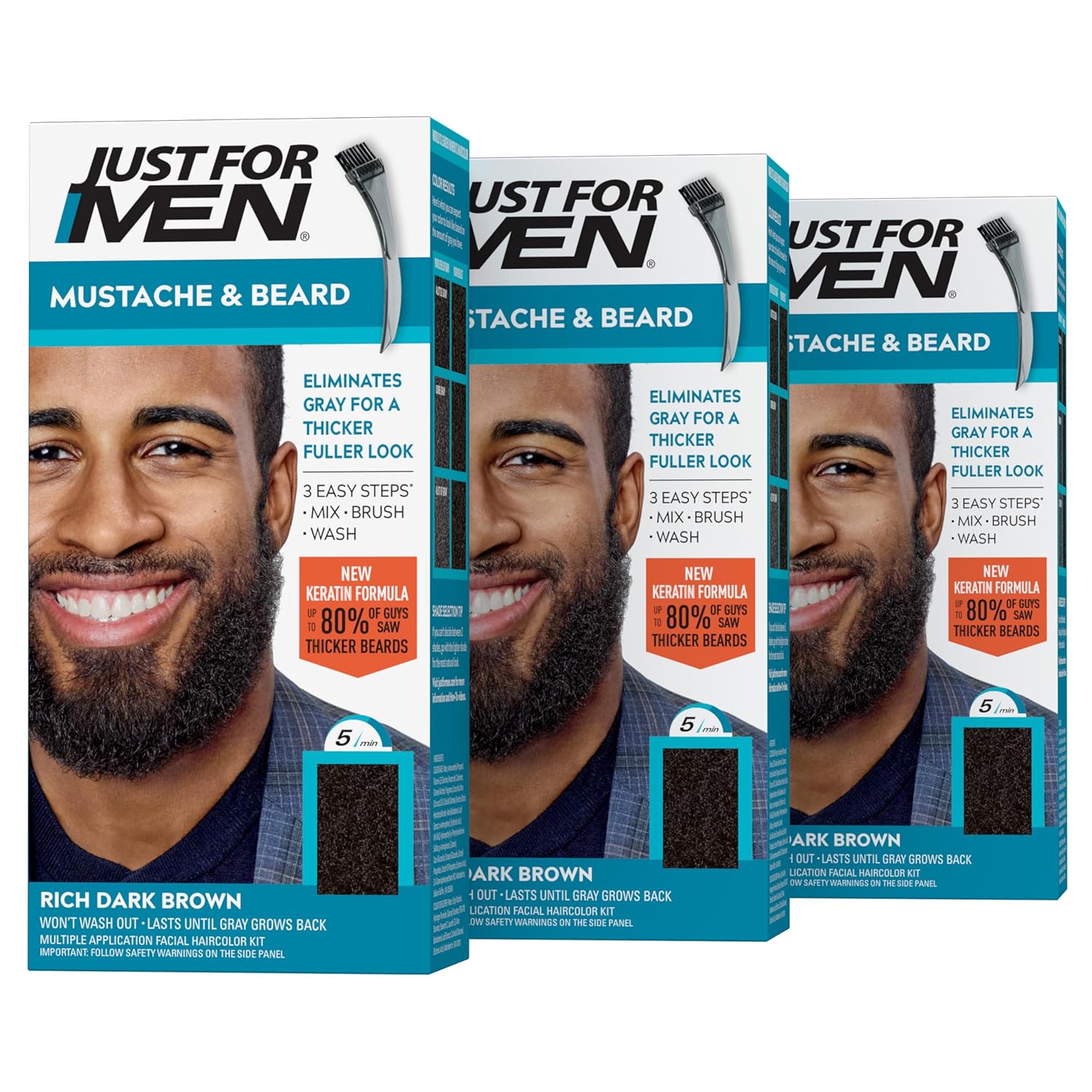 Just For Men Mustache & Beard Dye for Rich Dark Brown Facial Hair