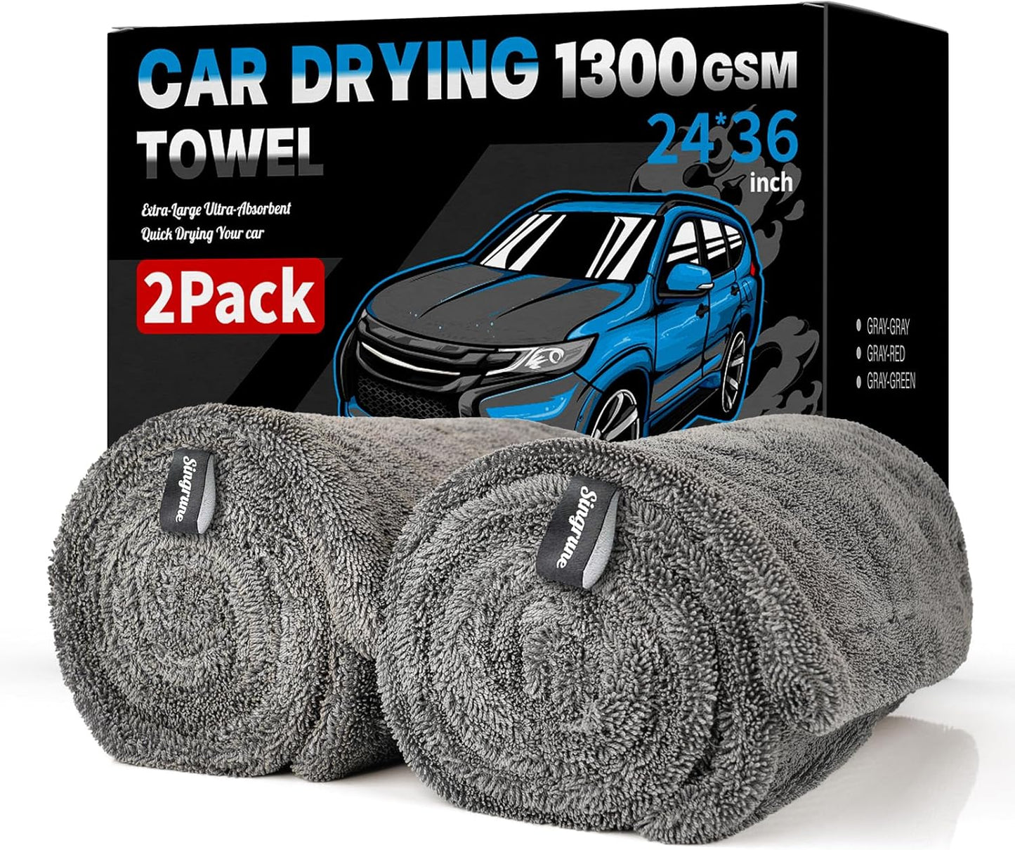 2 Pack XL Car Drying Towel for Ultimate Absorbency and Shine