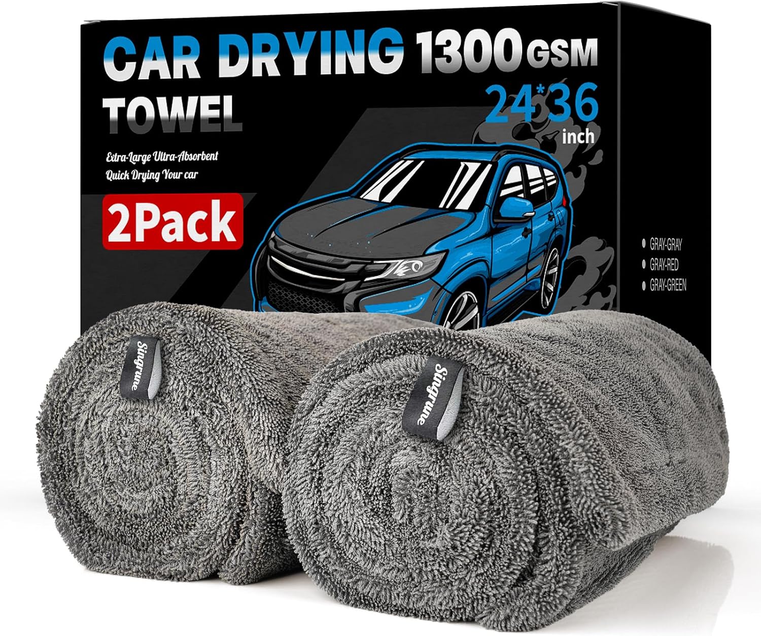 2 Pack XL Car Drying Towel for Ultimate Absorbency and Shine