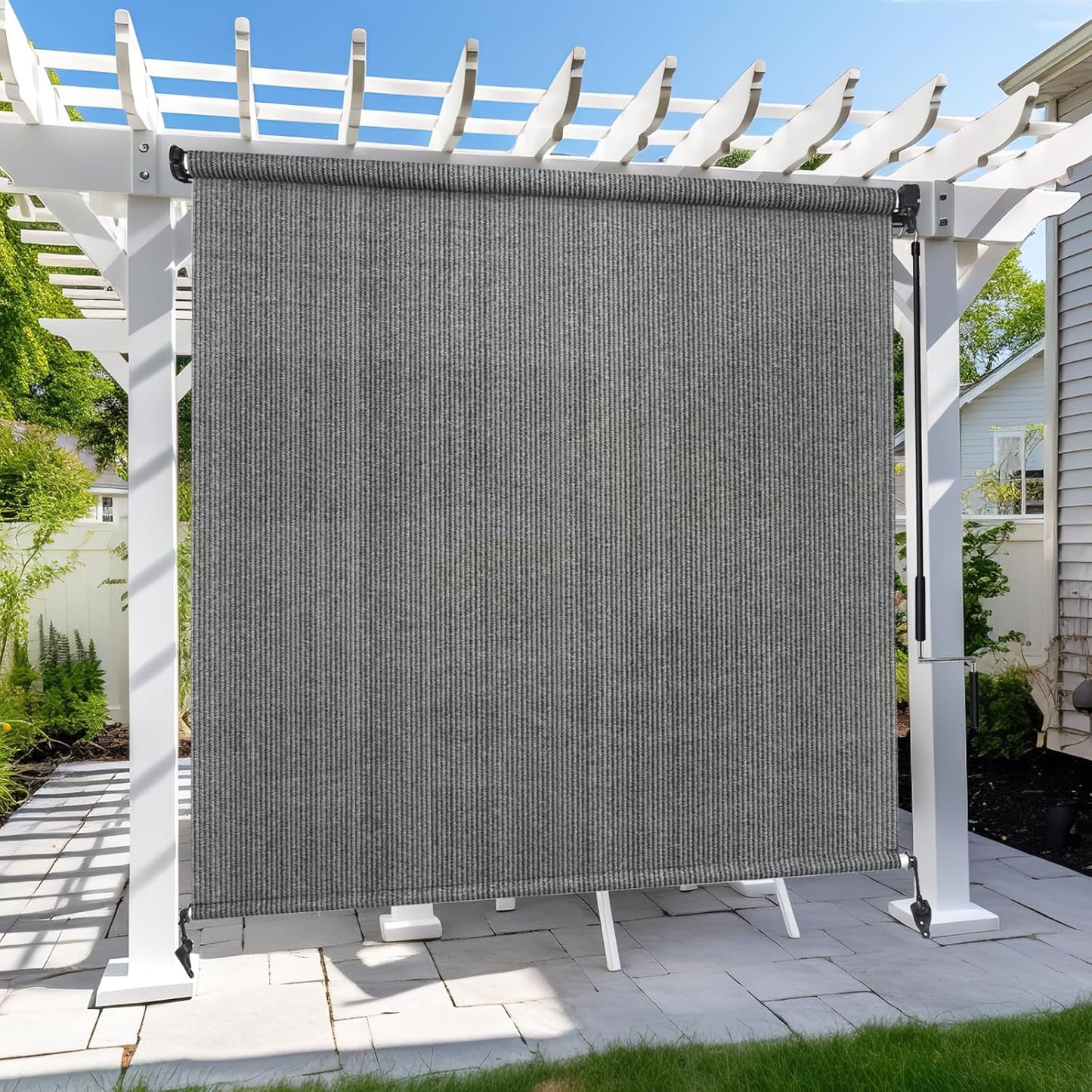KANAGAWA Outdoor Roller Shade 7ftX8ft Light Grey for Patios