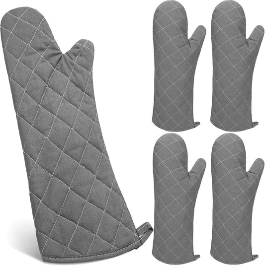 Extra Long Heat Resistant Oven Mitts - 17 Inch, 2 Pairs, up to 482F - Grey
