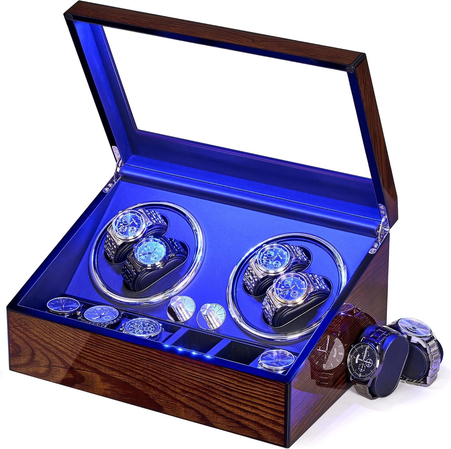 BEWISHOME Automatic Watch Winder Set: Quiet 4-Watch Rotation