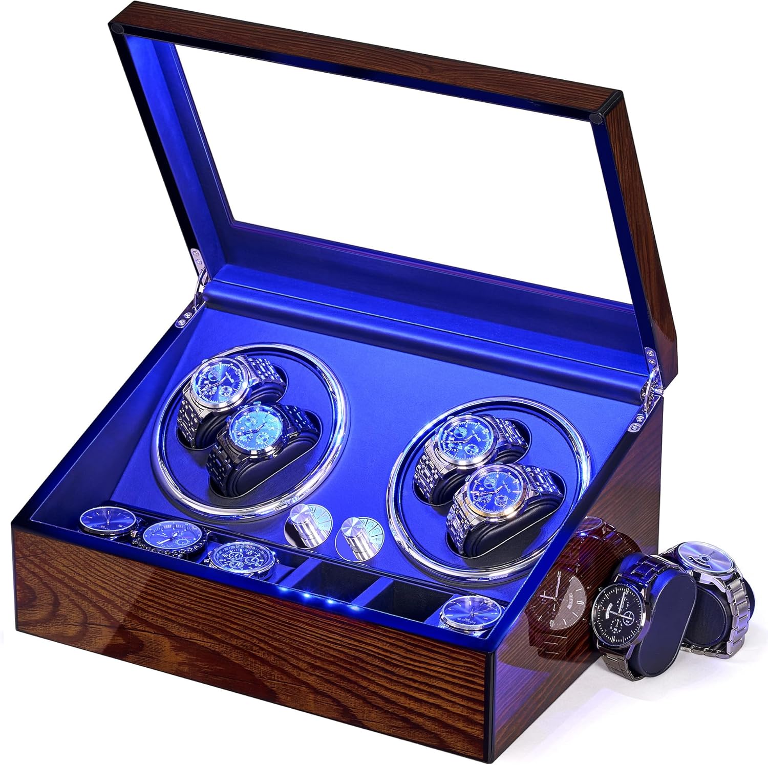 BEWISHOME Automatic Watch Winder Set: Quiet 4-Watch Rotation