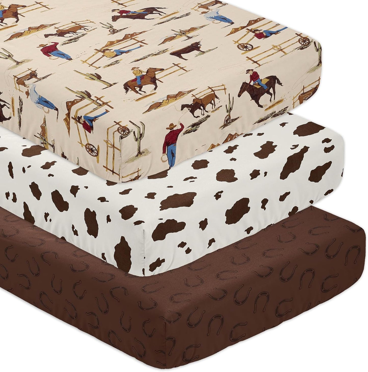 Tan Brown Western Cowboy Baby Fitted Crib Sheet Set for Nursery