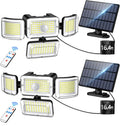 Solar Outdoor Motion Sensor Light 3500LM 4-Head Flood Lights - Bright