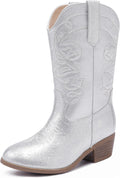 Cowgirl Boots for Girls Mid Calf Pointed Toe - Embroidered Style