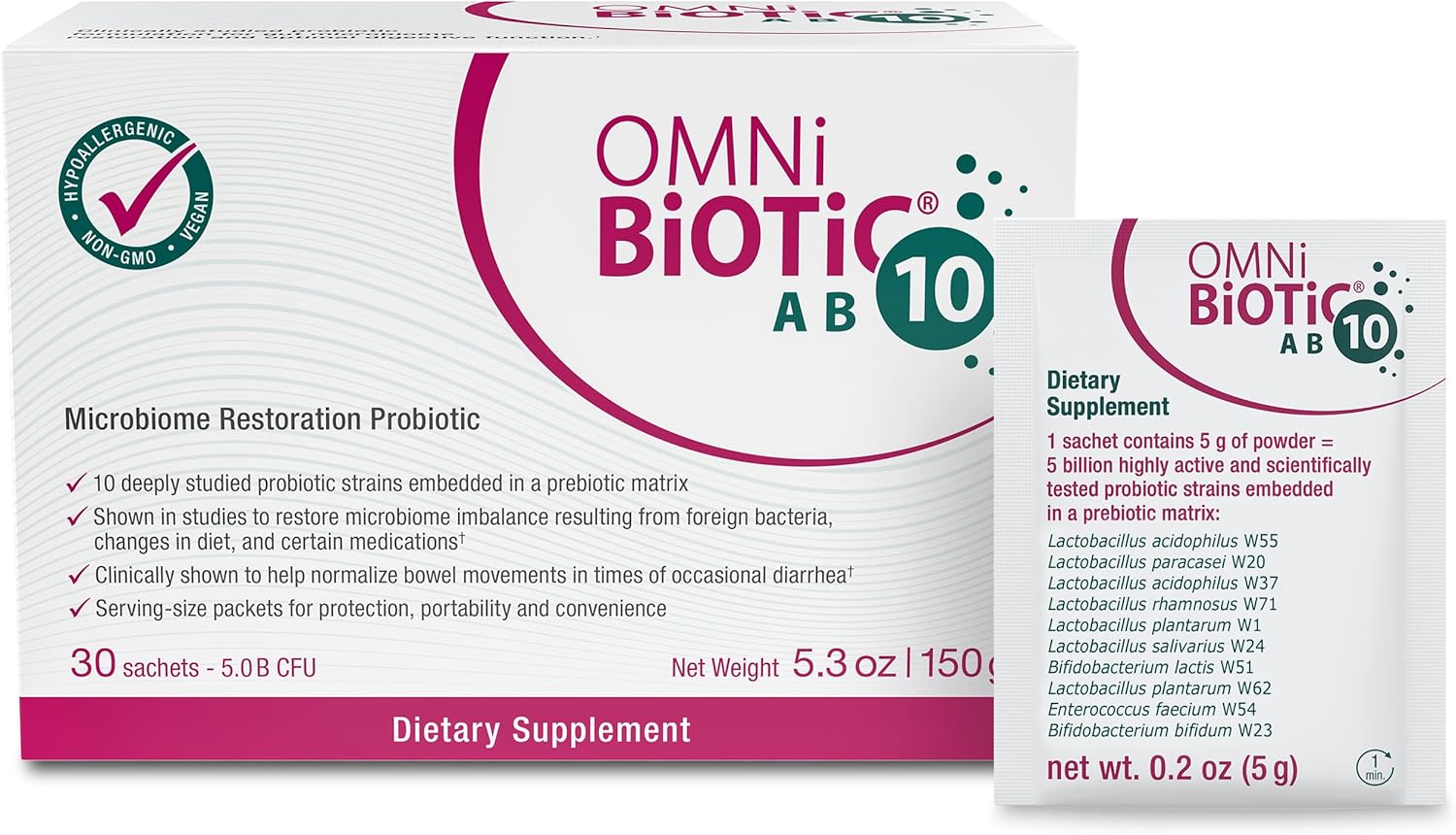 OMNi BiOTiC AB 10 Probiotic for Gut Flora & Digestion Support