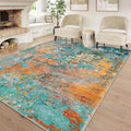Modern Abstract Area Rug 6x9 - Colorful Low-Pile Washable Accent Rug