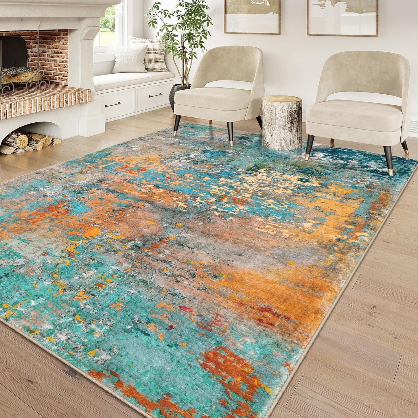 Lahome Modern Abstract Area Rug 6x9 for Living Room and Bedroom