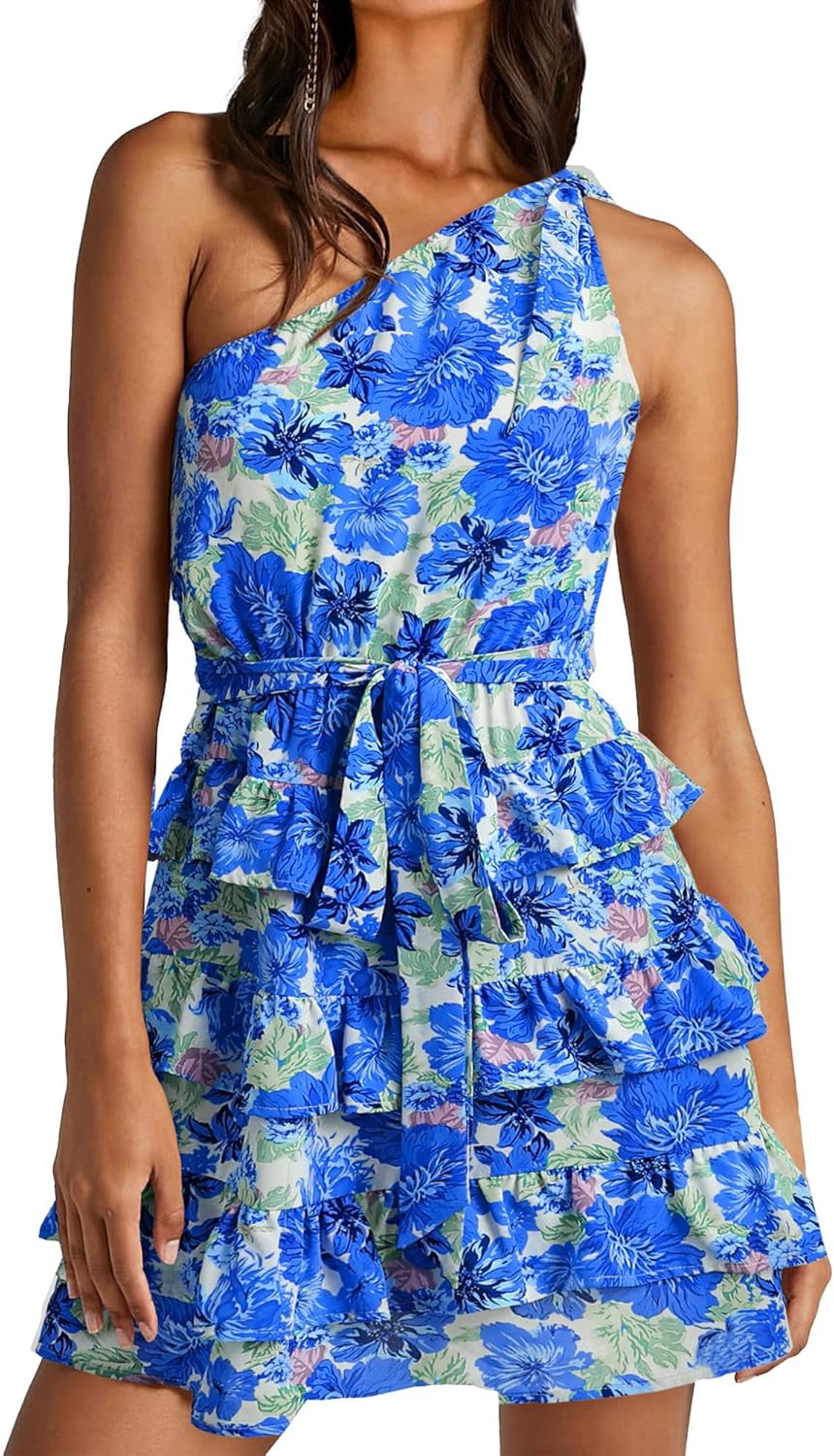 BTFBM Women One Shoulder Summer Dresses for Beach and Weddings