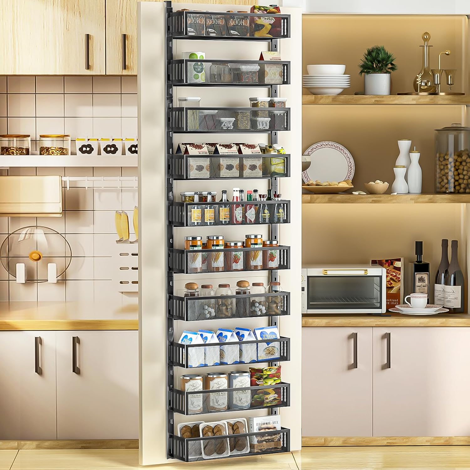 10-Tier Over The Door Pantry Organizer for Kitchen and More
