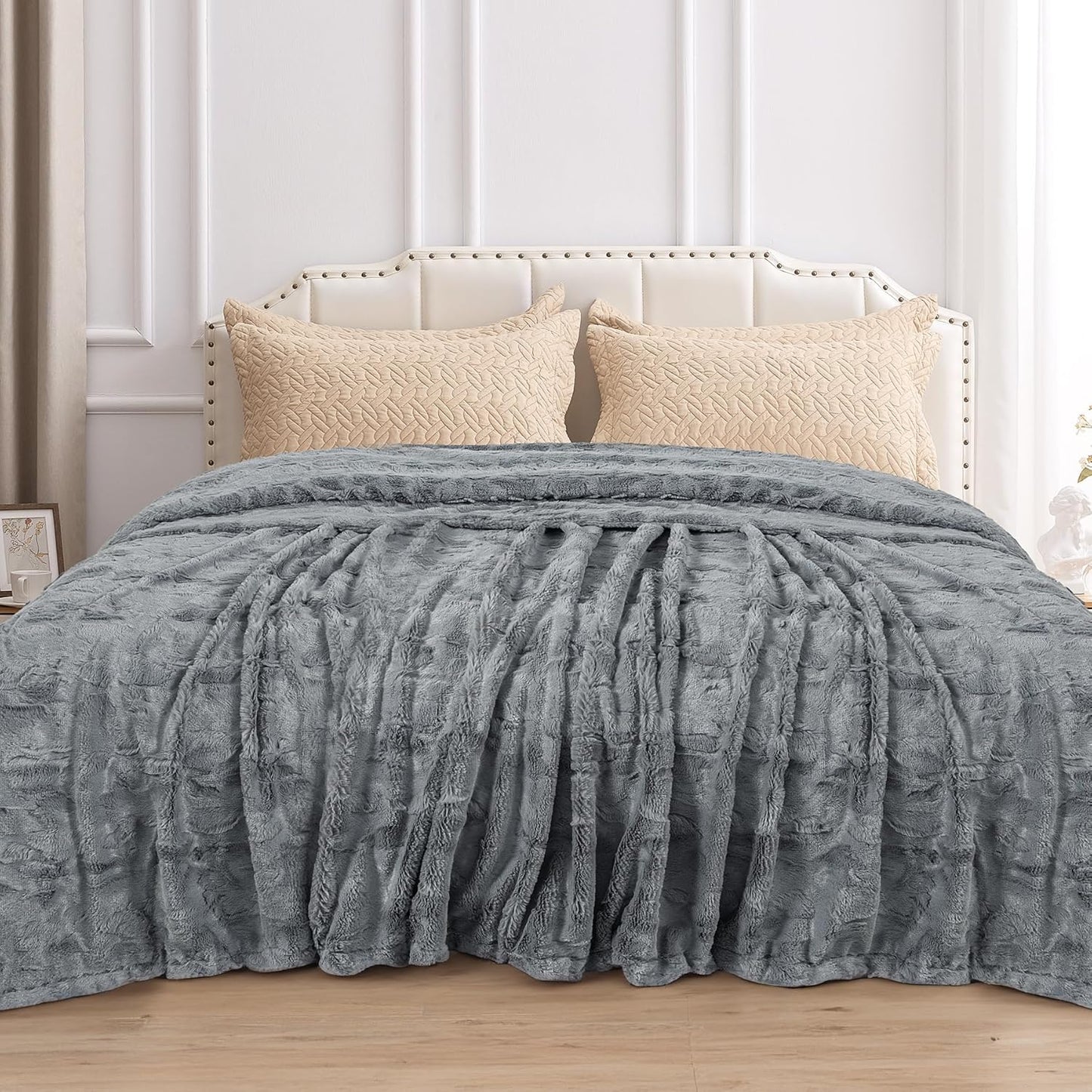 TOONOW Faux Fur Luxury Throw Blanket for Couch and Sofa Use