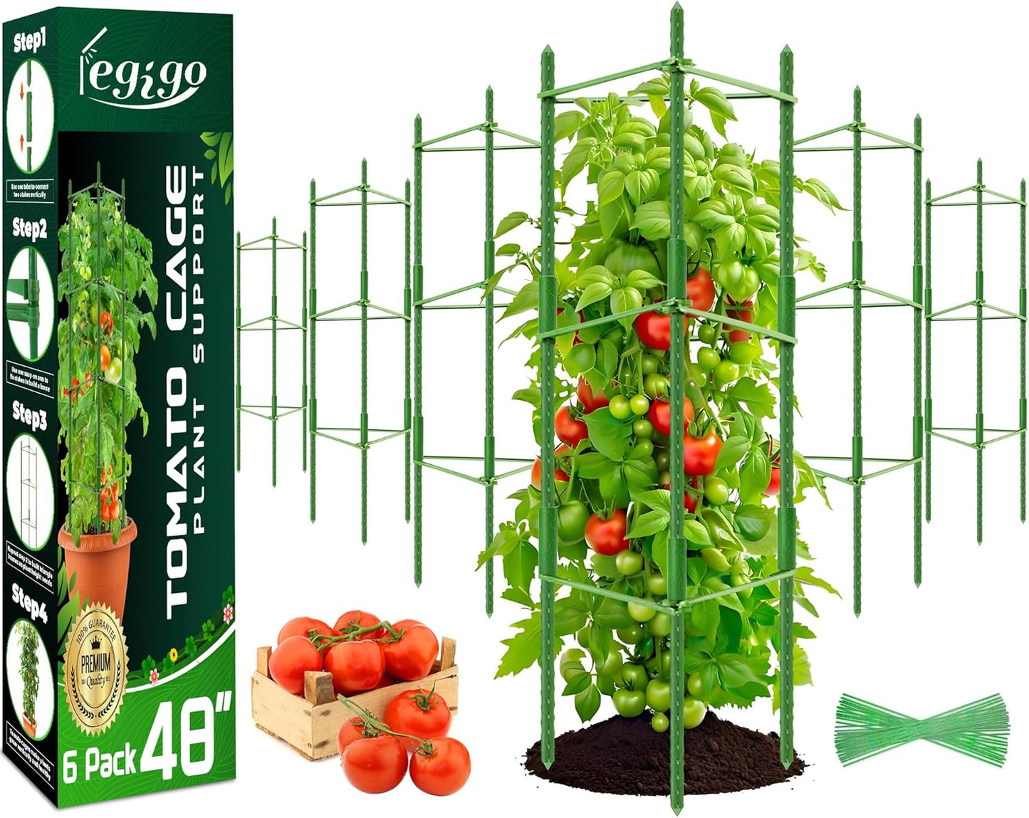 Legigo 6-Pack Tomato Cage for Garden Plant Support Up to 48in