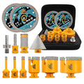 Diamond Tile Hole Saw Kit 12pcs - Core Drill Bits Set for Tile & Stone