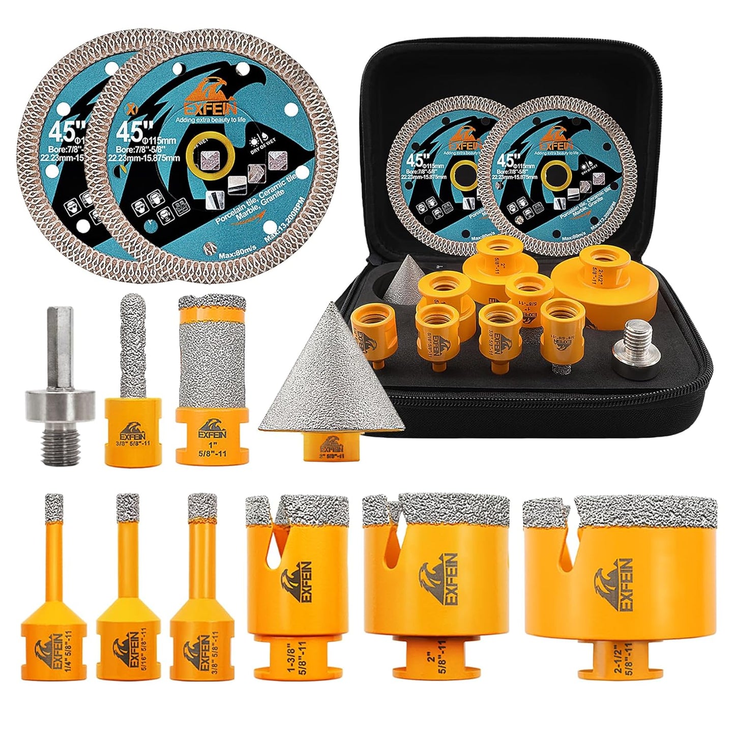 Diamond Tile Hole Saw Kit 12pcs for Porcelain and Marble Drilling