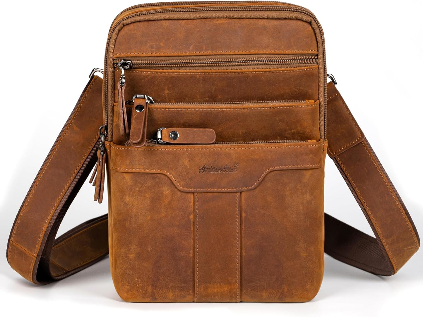 Durable Genuine Leather Messenger Bag for Men - Stylish Sling Pack