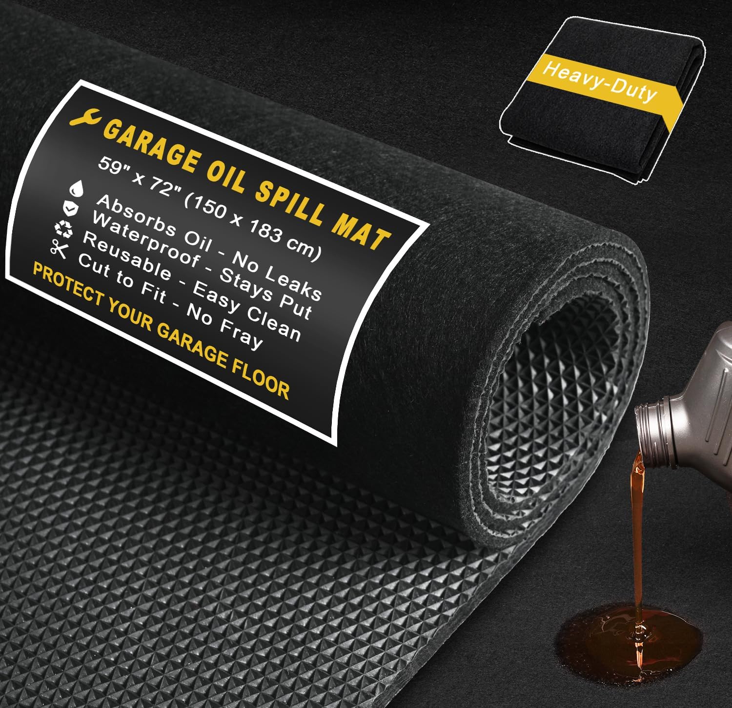 Golener Oil Spill Mat - Durable 59x72 Garage Floor Protection