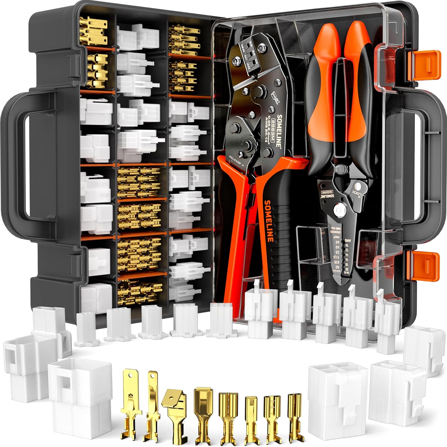 SOMELINE Automotive Wire Connectors Crimp Tool Kit for 24-14 AWG
