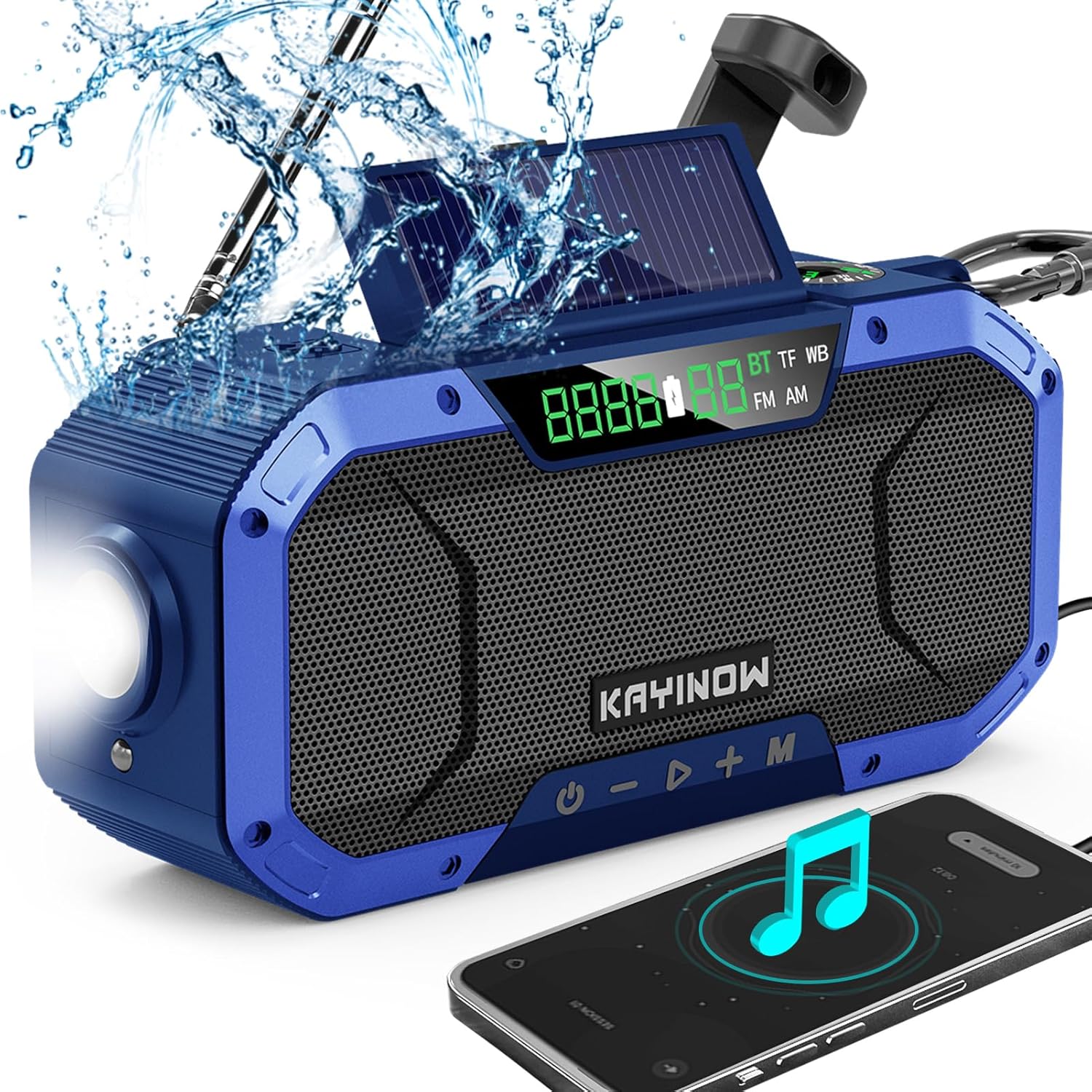 KAYINOW Emergency NOAA Weather Radio with Bluetooth Speaker