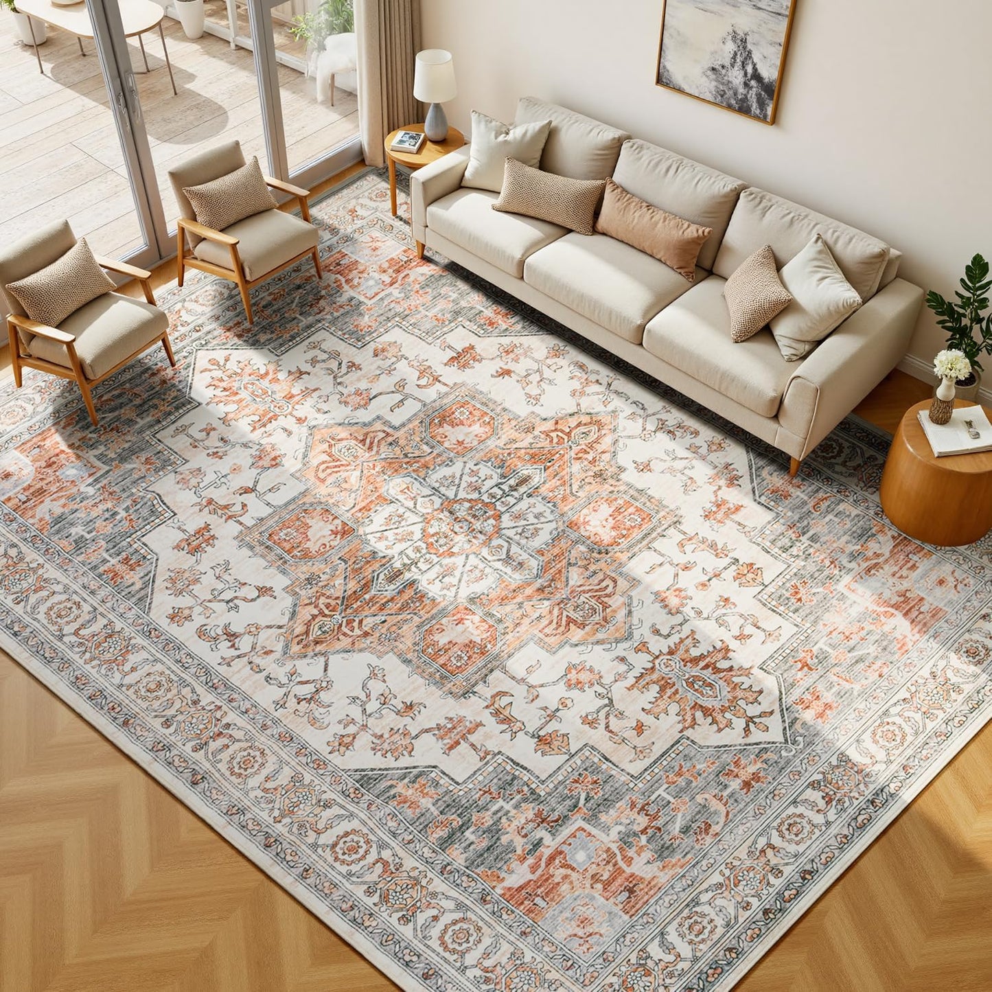 810 Washable Area Rugs for Living Room by Lessymo - Soft & Non-Slip