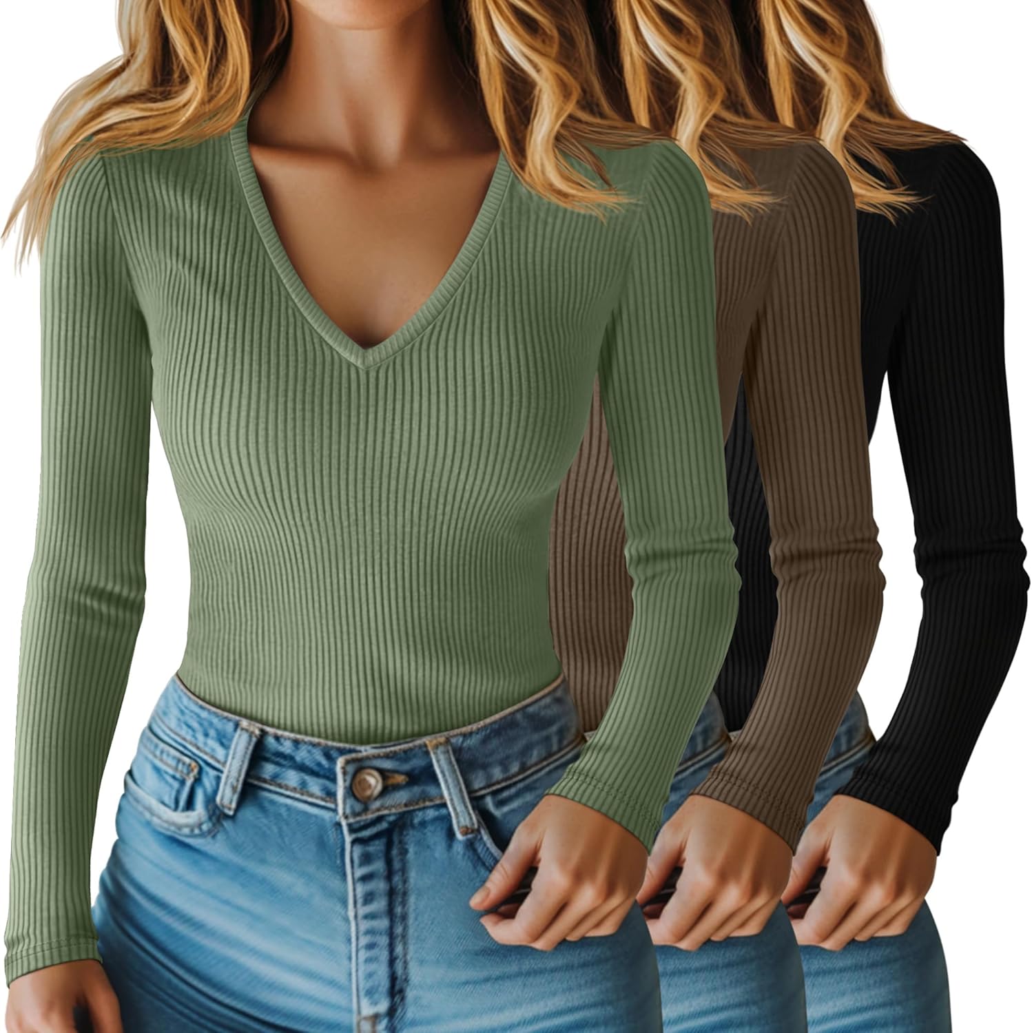 Riyiper 3 Pack Women Long Sleeve Shirts for Stylish Comfort